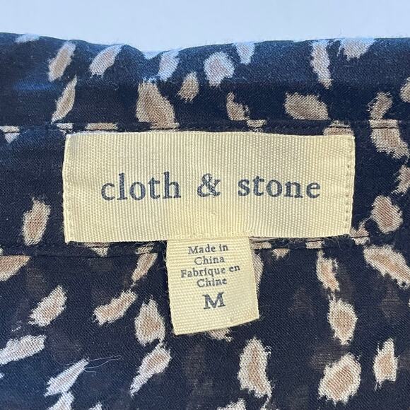 Cloth & Stone Button-Down Shirt Womens Medium Black & Tan Long Sleeve Anthro - Picture 6 of 9